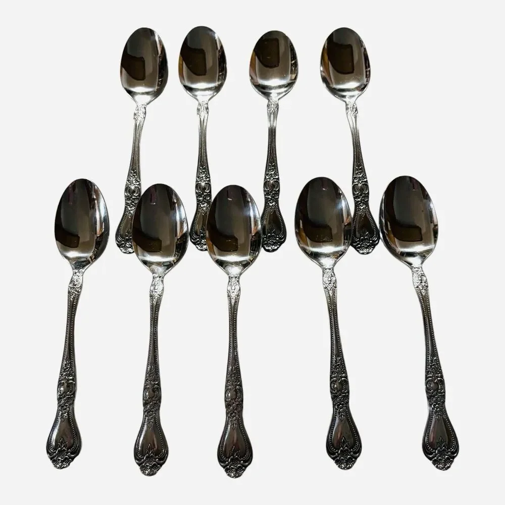 66 Piece Rogers Rose Pattern Stainless Flatware Silverware Korea Service 9-12